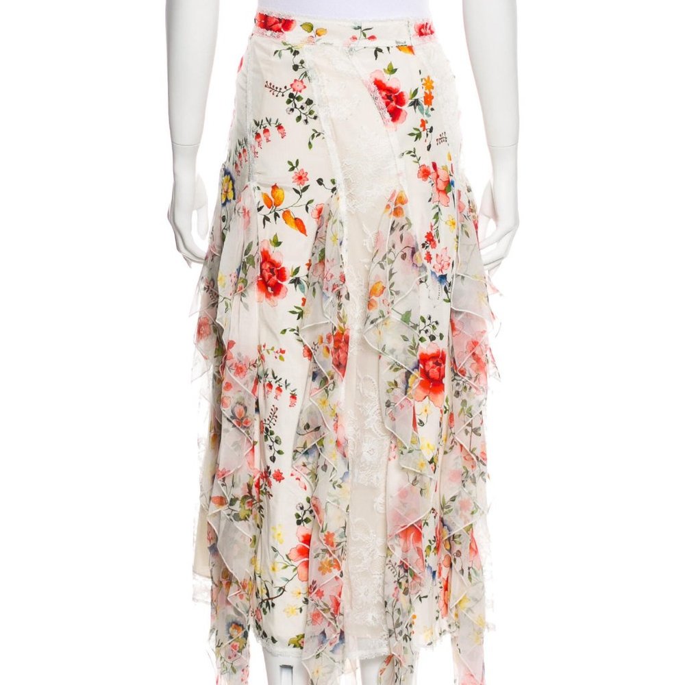 NWT-Alice+Olivia Yulia Floral Lace Godet Ruffle - Picture 3 of 8